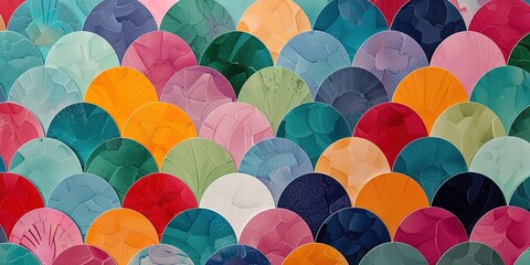 Colorful scallop pattern with coastal style in playful hues.