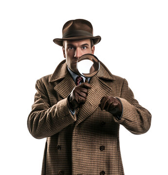 detective holding magnifying glass