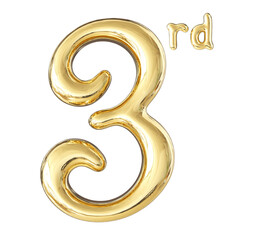 3rd Anniversary Gold Number 3D