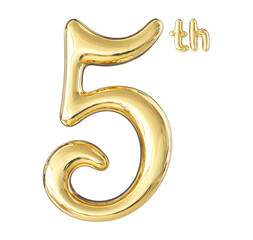 5th Anniversary Gold Number 3D