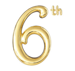 6th Anniversary Gold Number 3D