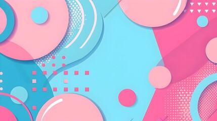 Cute Pink and Blue Pop Art Poster Banner Background for Bold Geometric Pattern Design