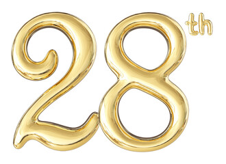 28th Anniversary Gold Number 3D
