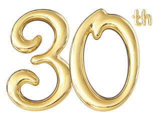 30th Anniversary Gold Number 3D