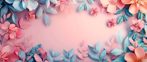 Autumn Night Lush Garden Blossom Page with Cartoonish Print Border Frame Design and Blank Space for Mockup