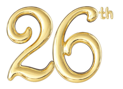 26th Anniversary Gold Number 3D