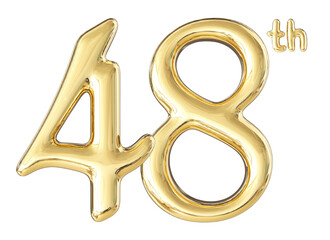 48th Anniversary Gold Number 3D