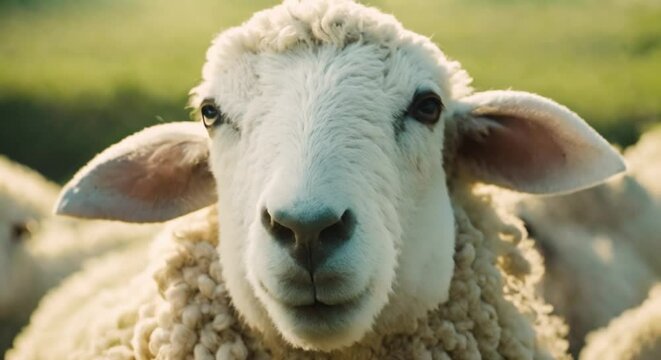 A Sheep is enjoying nature in greenfield