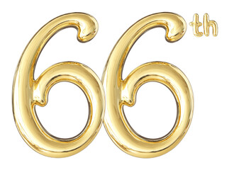 66th Anniversary Gold Number 3D