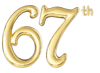 67th Anniversary Gold Number 3D