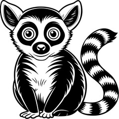 T-shirt Design Vector Curious Lemur With Big Round Eyes Vector and illustration