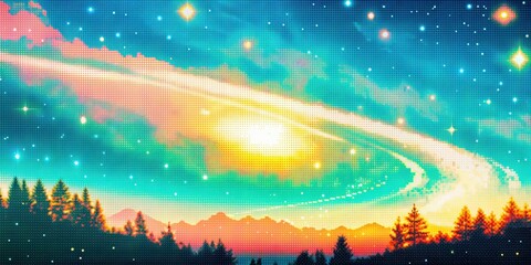 Naklejka premium Starry night sky with a spread of galaxies