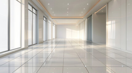 Fototapeta premium Entrance hall and empty floor tile interior space background
