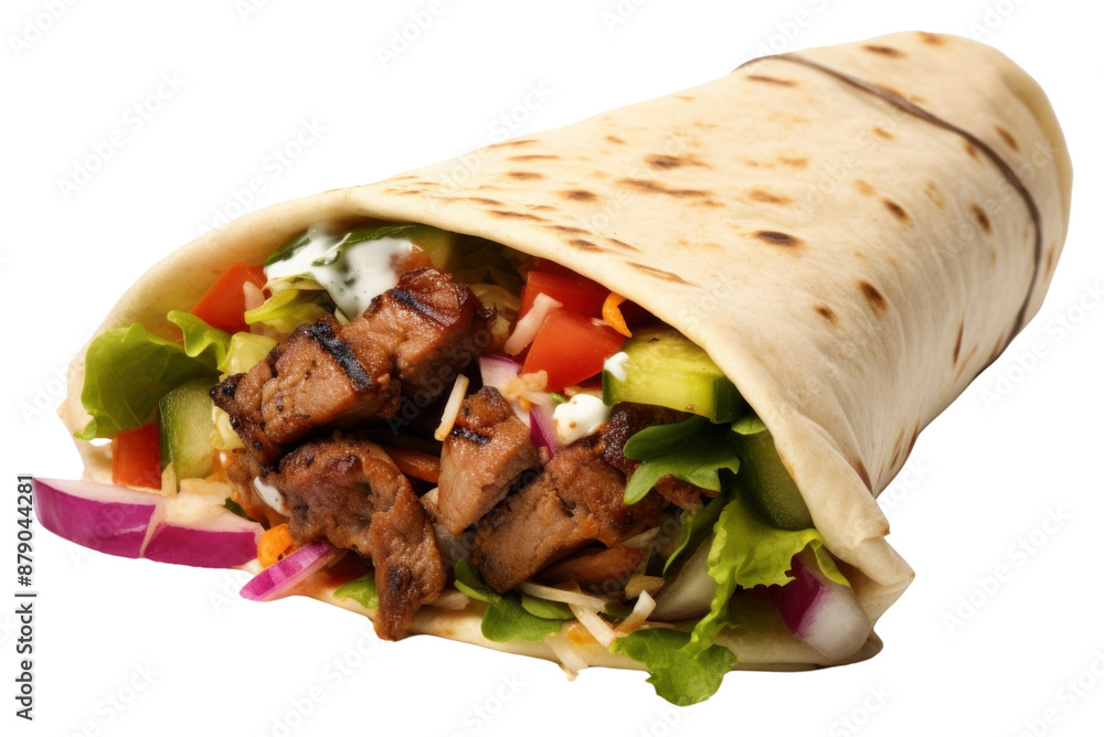 Poster PNG Photo of kebab bread food white background.