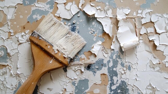 Renovating house interior by scraping off old wallpaper