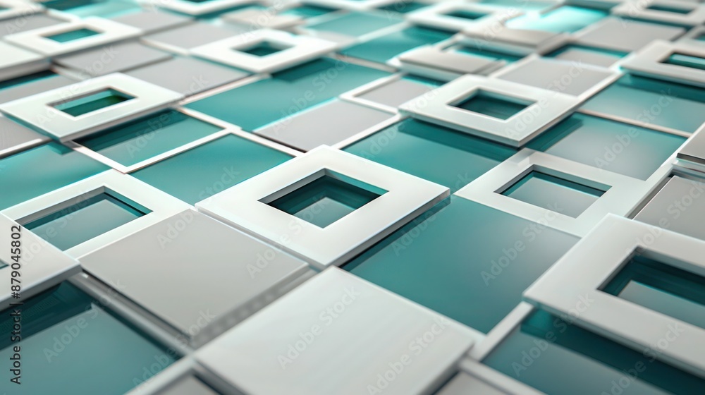 Poster a sophisticated abstract background featuring a grid of geometric patterns with contrast and pop, wi
