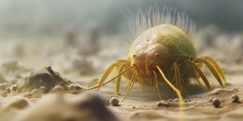 How Dust Mites in Household Dust Trigger Allergies. Concept Allergy Triggers, Dust Mites, Common Allergens