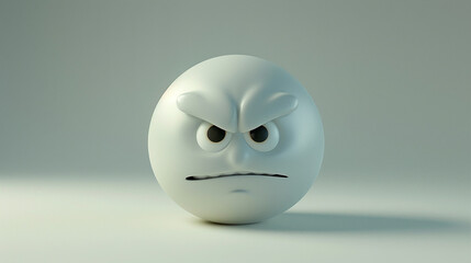 digital white emoticon with expression 3d render