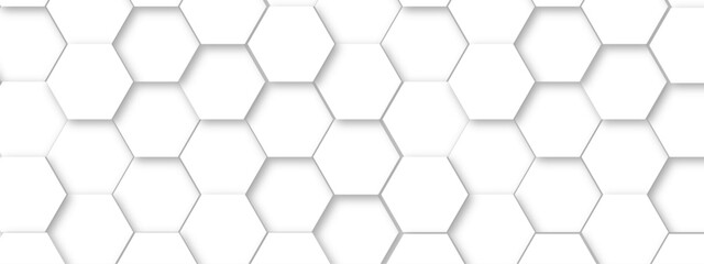 Vector technology background with hexagon concept design. Embossed Hexagon , honeycomb white shadow. Luxury White 3D futuristic honeycomb mosaic white background.