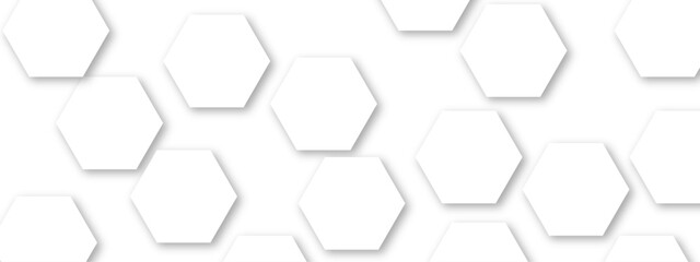 Vector technology background with hexagon concept design. Embossed Hexagon , honeycomb white shadow. Luxury White 3D futuristic honeycomb mosaic white background.