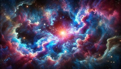 Fototapeta premium Cosmic Nebula - Galaxy with Stars and Gas Clouds.