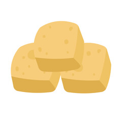 Crispy fried tofu vector illustration, isolated on white background, gambar tahu goreng food, gorengan clip art