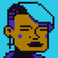 Obraz premium Avatar pixel woman face, female fashion character, cartoon vector icon, game user or web profile persons and people, 8-bit girl, social net portrait, minimalistic vector background.