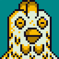 Pixel art cute bird character 8-bit, animal, 80-s, social net NFT portrait, avatar, pet face, cartoon vector icon, game user, web profile persons, people, minimalistic style. Non-fungible token.