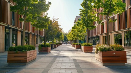 Obraz premium Modern Urban Street with Trees