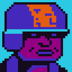 Pixel art man, male character 8-bit, 80-s, avatar, guy face, cartoon vector icon, game user, web profile persons, people, social net portrait. 