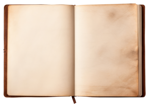 PNG Vintage blank open notebook publication diary page.
