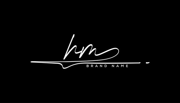 HM letter beauty handwriting vector logo. 