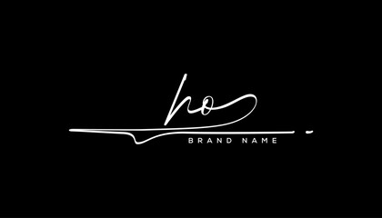 HO letter beauty handwriting vector logo. 