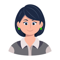 A flat style icon of female employee with short hair

