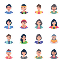 WebBundle of 16 People Character Flat Icons 

