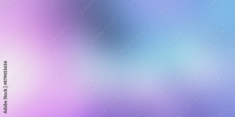 Poster blurred gradient background with purple and blue colors and grainy texture in abstract style
