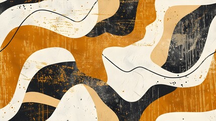 Obraz premium Minimal Bohemian Seamless Pattern with Geometric Shapes and Grungy Texture