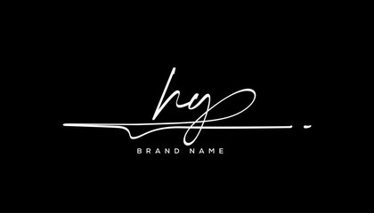 HY letter beauty handwriting vector logo. 