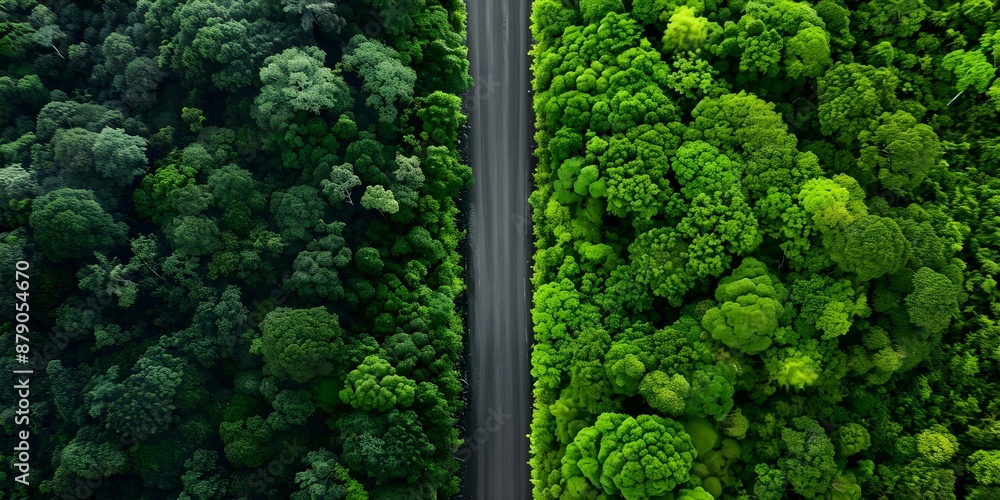 Poster visual representation of environmental impact aerial split image highlighting deforestation from log
