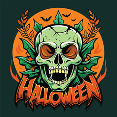 Fototapeta premium Halloween skull and crossbones illustration.