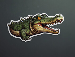 Fototapeta premium a sticker with white border follow body of cute character animals attached in flat object background