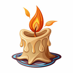 Burning wax candle. Cartoon vector illustration. Item for divination, witch,  lighting (23)