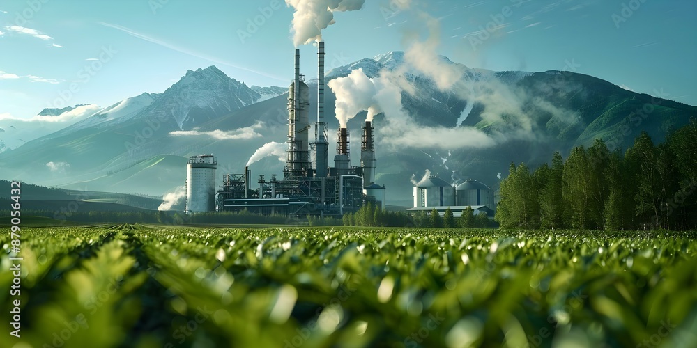 Poster utilizing tech for carbon capture solutions to combat climate change. concept carbon capture technol