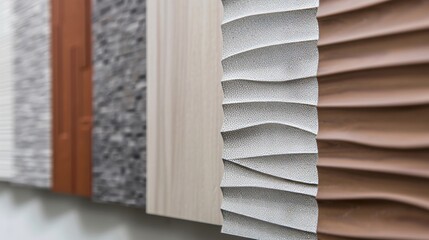 Composite panels with intricate surface designs, showcasing innovative materials and multi-layered construction, perfect for modern interiors