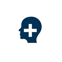 Human head with cross sign background for mental health support