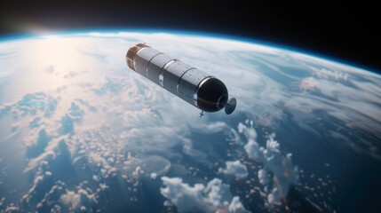 Fototapeta premium Crafting and fabrication of an orbital satellite, precision engineering and detailed workmanship, showcasing the future of space technology