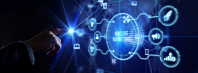 Business, technology, internet and network concept. Virtual screen of the future and sees the inscription: Inbound marketing.