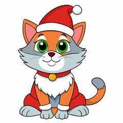 christmas cat with white background