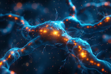 Obraz premium a close up of a blue and orange cells