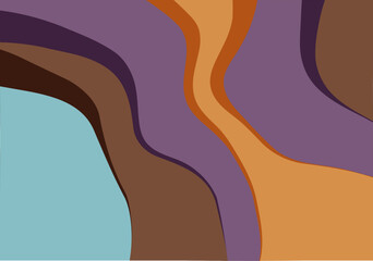 Fondo de formas deformadas curvas de color marrón, morado, naranja y azul con sombras